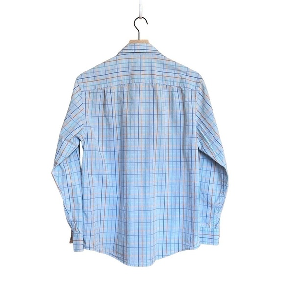 Tasso Elba Men’s Plaid Button Down Shirt. Salmon Blue Size 15 - 15 1/2 #1135 - Picture 2 of 4